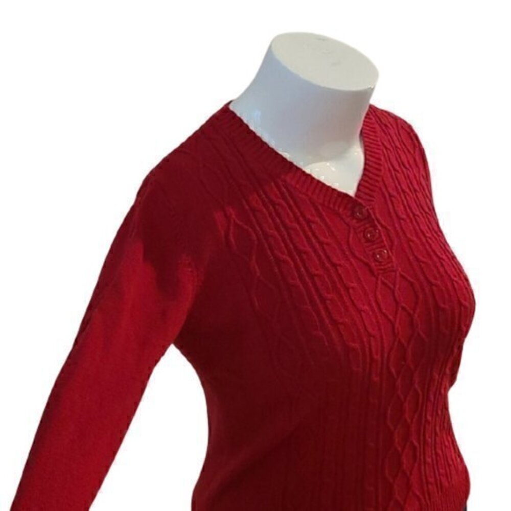 [Karen Scott] Red V- neck Sweater - Size M